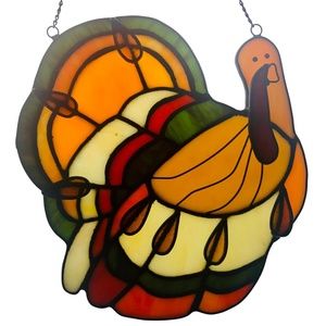 Vintage Stained Glass Suncatcher - Turkey 7 ½" x 7 ¾"